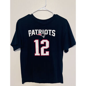 NFL Tom Brady #12 T-Shirt Youth XL Navy New England Patriots Jersey Tee